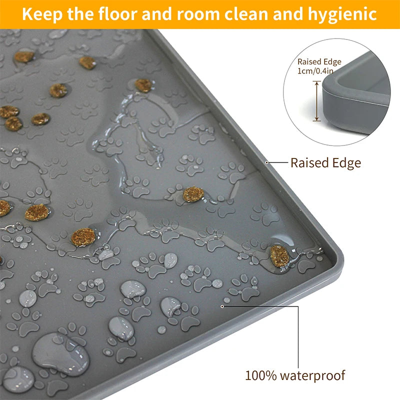 Alfombrilla para cuenco de mascotas: almohadilla de alimentación impermeable de silicona