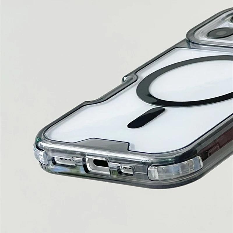 Neon Edge Transparent Crystal MagSafe Case for iPhone