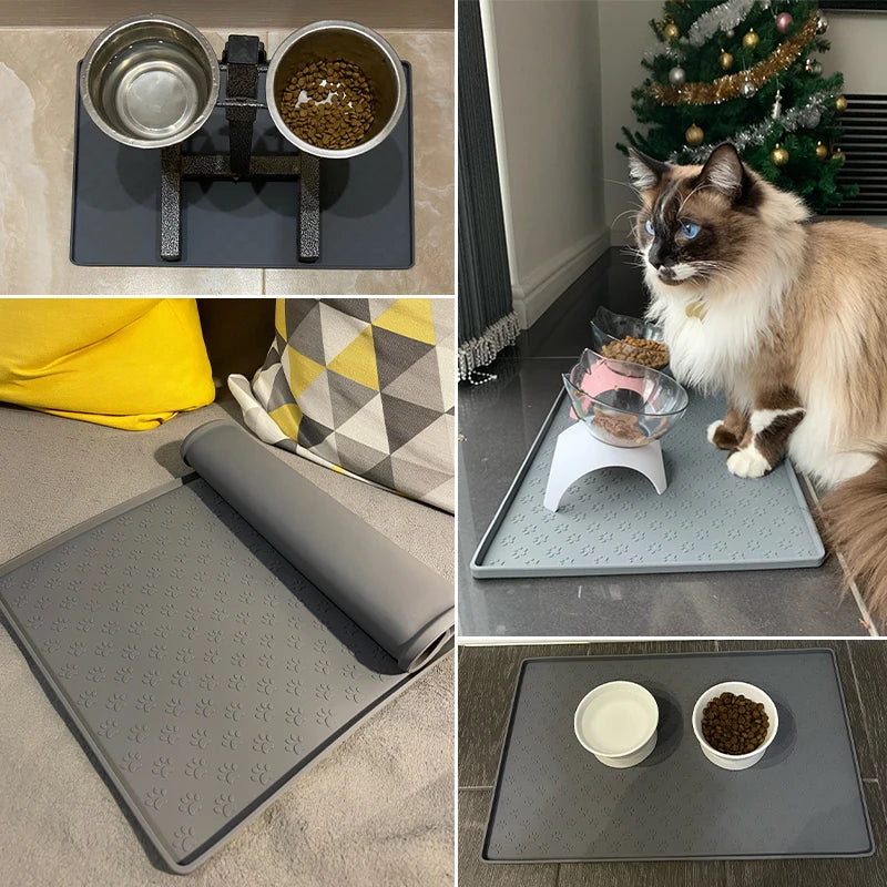 Alfombrilla para cuenco de mascotas: almohadilla de alimentación impermeable de silicona