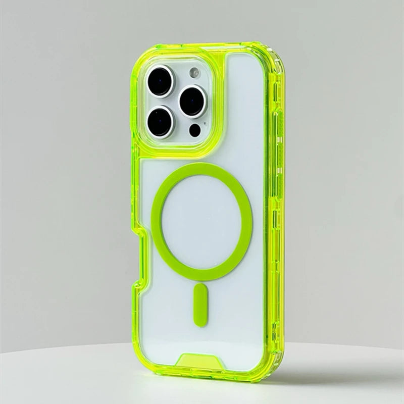 Neon Edge Transparent Crystal MagSafe Case for iPhone