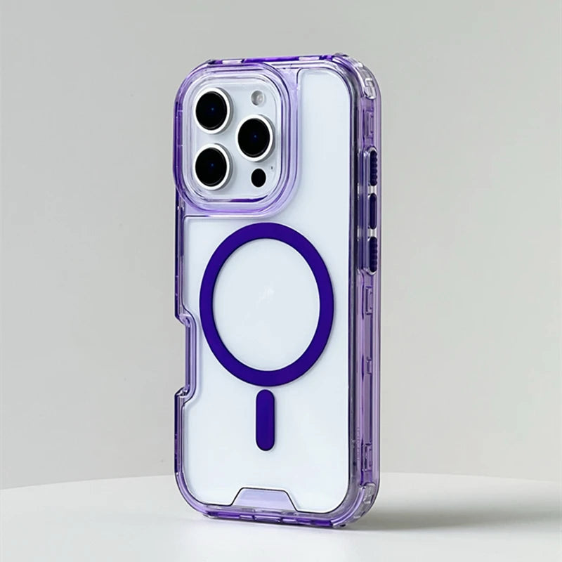Neon Edge Transparent Crystal MagSafe Case for iPhone