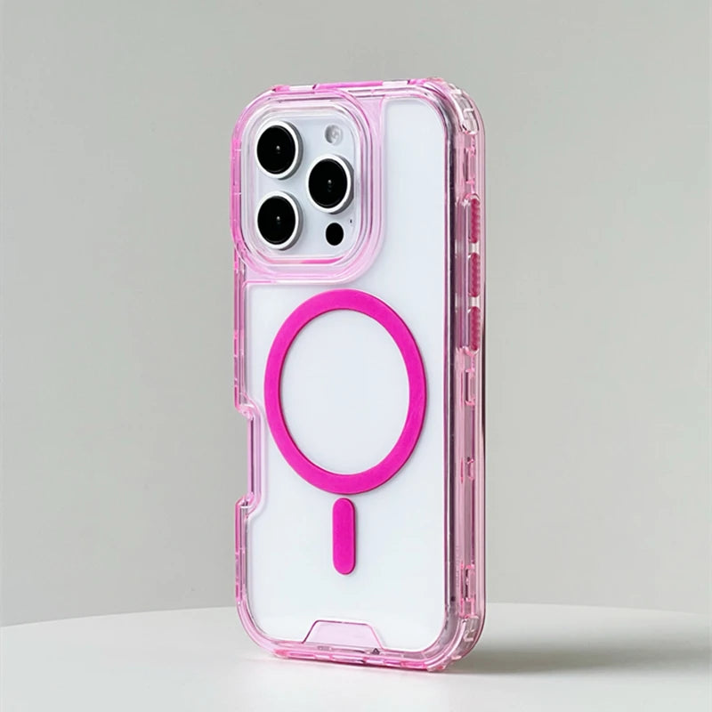 Neon Edge Transparent Crystal MagSafe Case for iPhone