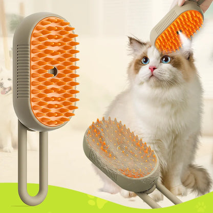 3-in-1 Steamy Pet Brush: Electric Spray & Massage Comb