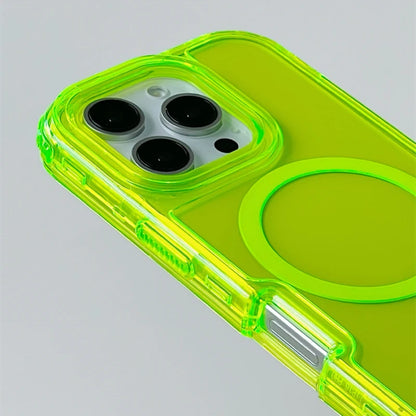 MagSafe Transparent Crystal Case with Neon Edges – Sleek Design for iPhone 16/15/14/13/12.