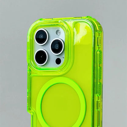 MagSafe Transparent Crystal Case with Neon Edges – Sleek Design for iPhone 16/15/14/13/12.