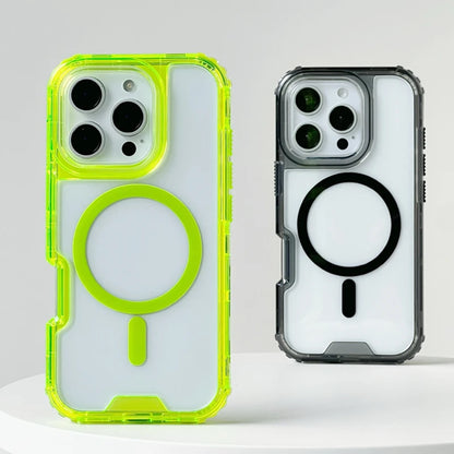 Custodia MagSafe Neon Edge Crystal trasparente per iPhone