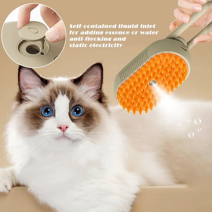 3-in-1 Steamy Pet Brush: Electric Spray & Massage Comb