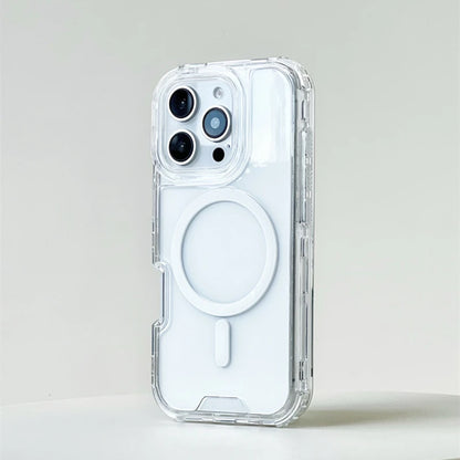 MagSafe Transparent Crystal Case with Neon Edges – Sleek Design for iPhone 16/15/14/13/12.