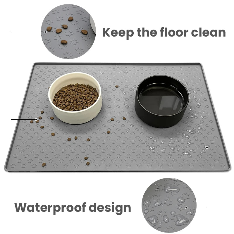 Pet Bowl Mat: Silicone Waterproof Feeding Pad