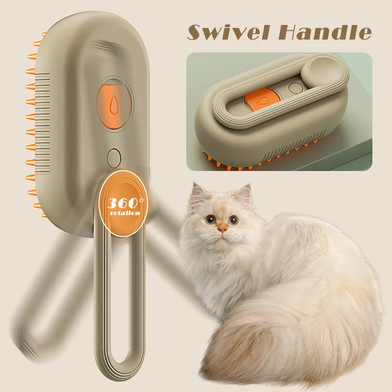 3-in-1 Steamy Pet Brush: Electric Spray & Massage Comb