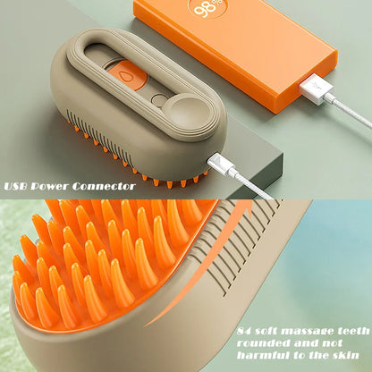 3-in-1 Steamy Pet Brush: Electric Spray & Massage Comb