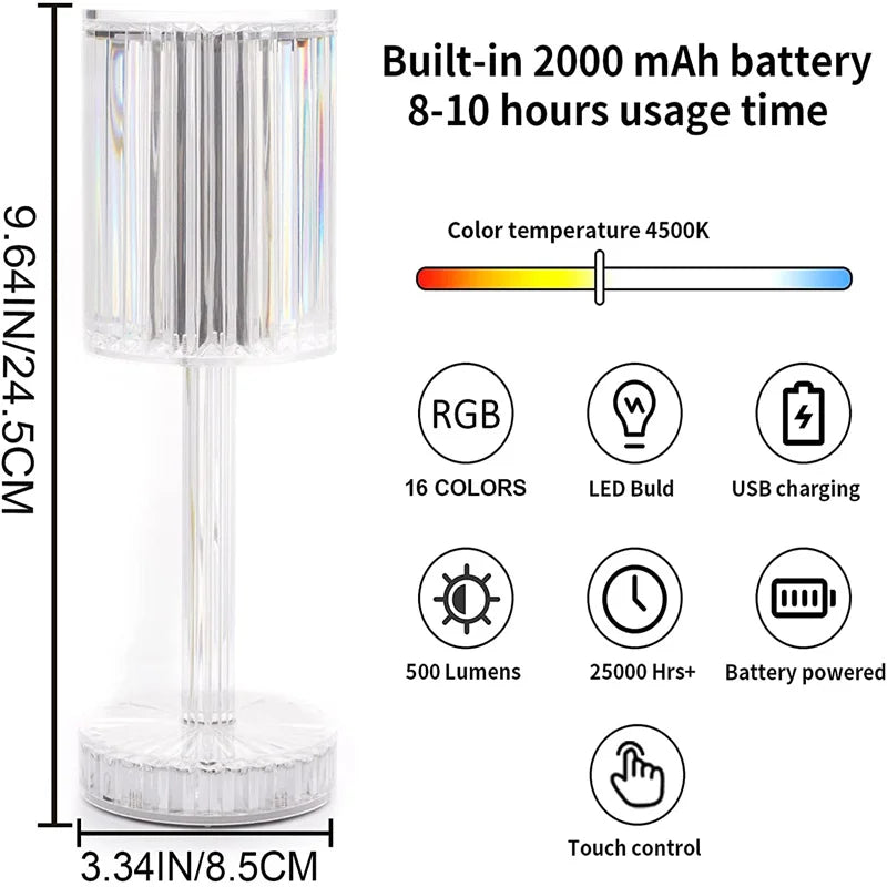 Diamond Crystal LED Lamp: Night & Desk Light