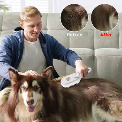 3-in-1 Steamy Pet Brush: Electric Spray & Massage Comb